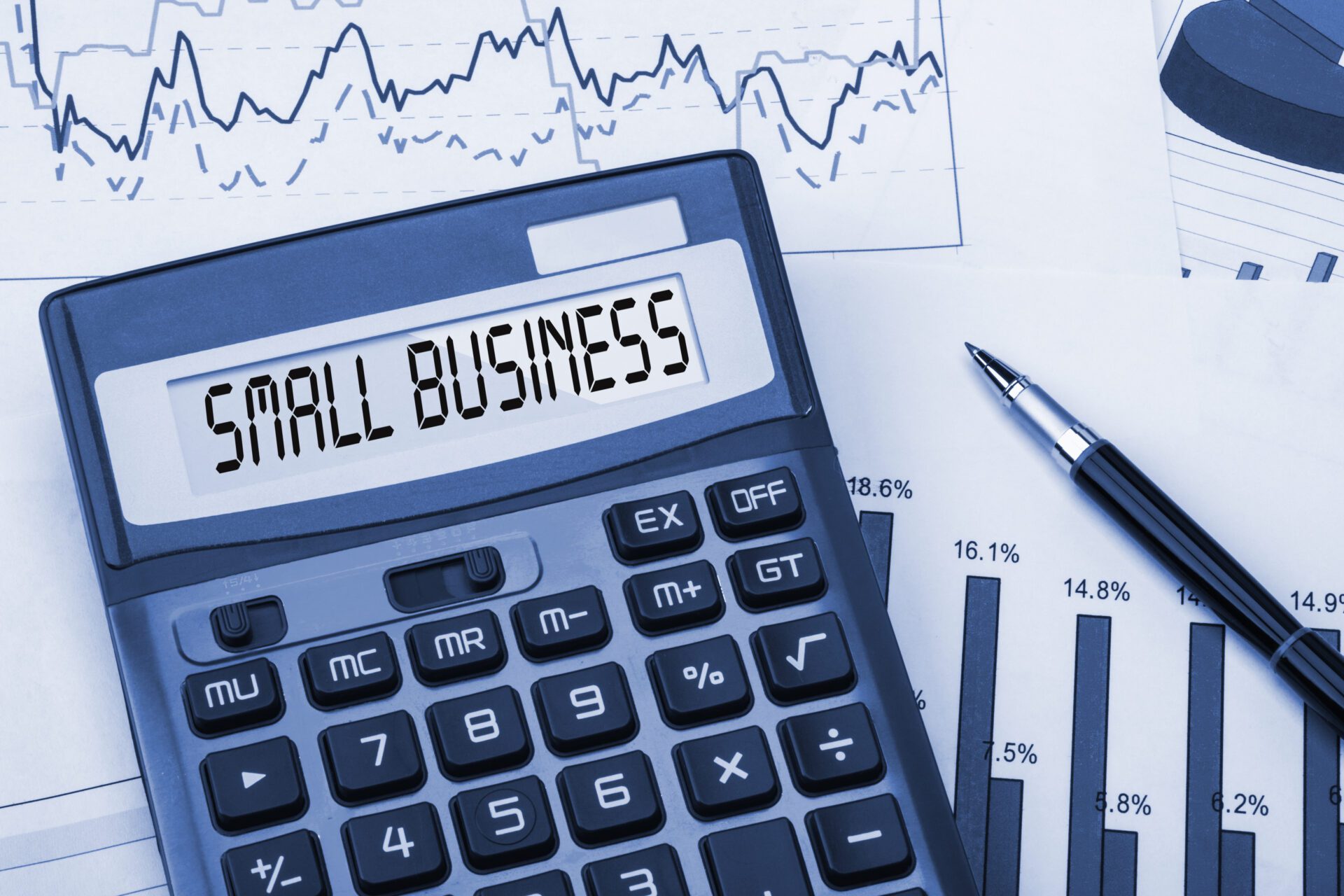 small business displayed on calculator