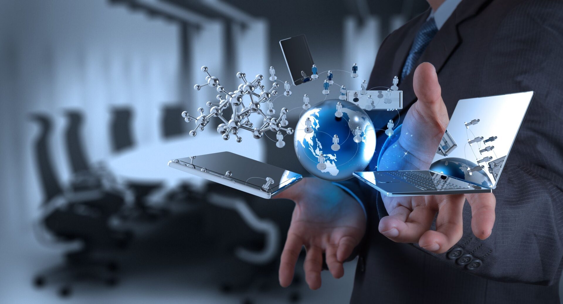 20101210 – businessman working on modern technology as concept